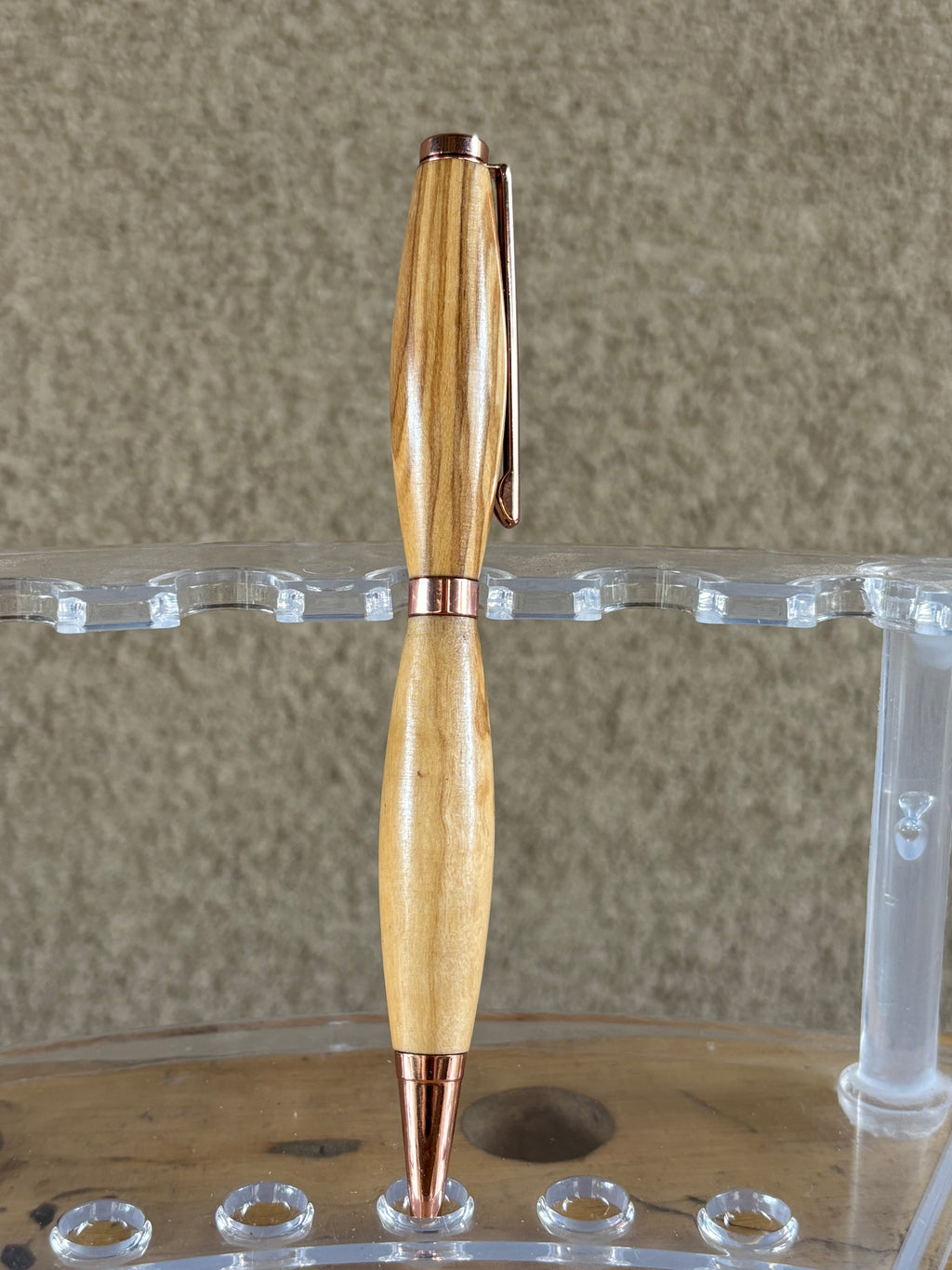Zebrawood pen with rose gold hardware.